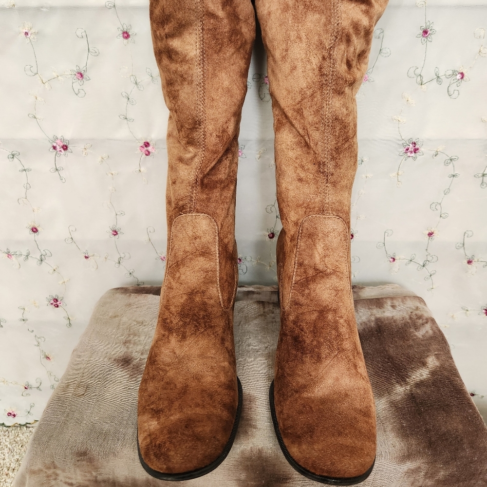 Vintage Mod 90s Faux Suede Gogo Boots - image 4